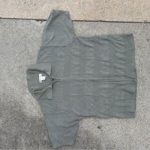 dressbarn Olive Green Short Sleeve Zip Cardigan Sweater